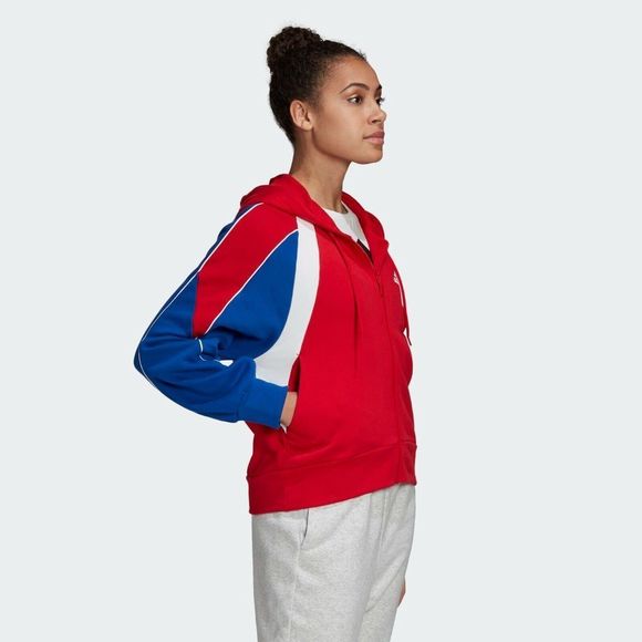 Adidas FS2455 Womens SZ XS Originals Red Blue COLORBLOCK FULL-ZIP HOODIE - Picture 4 of 6